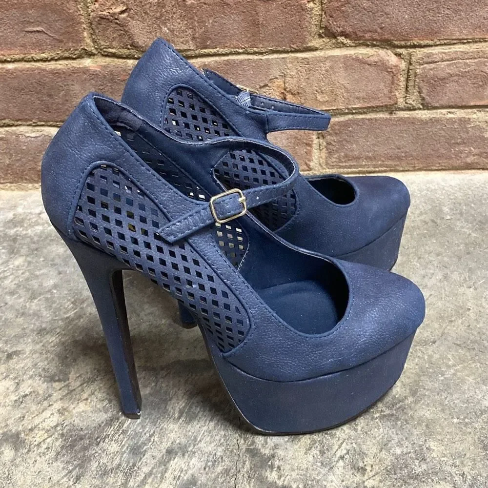 FRH Navy Platform Stiletto Heels Size 8 NEW